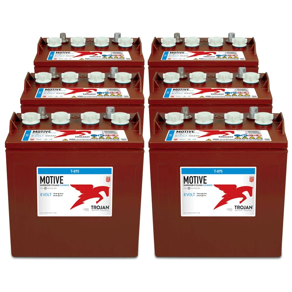 Trojan T105 Flooded Battery Set (48V, 8 Batteries) - main view